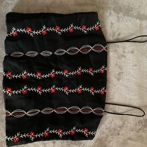 Red and black floral crop top